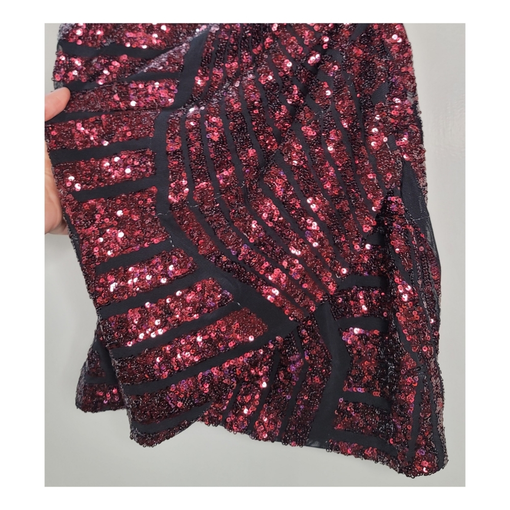 Windsor Black/Red Sequin Minidress - Picture 4 of 5